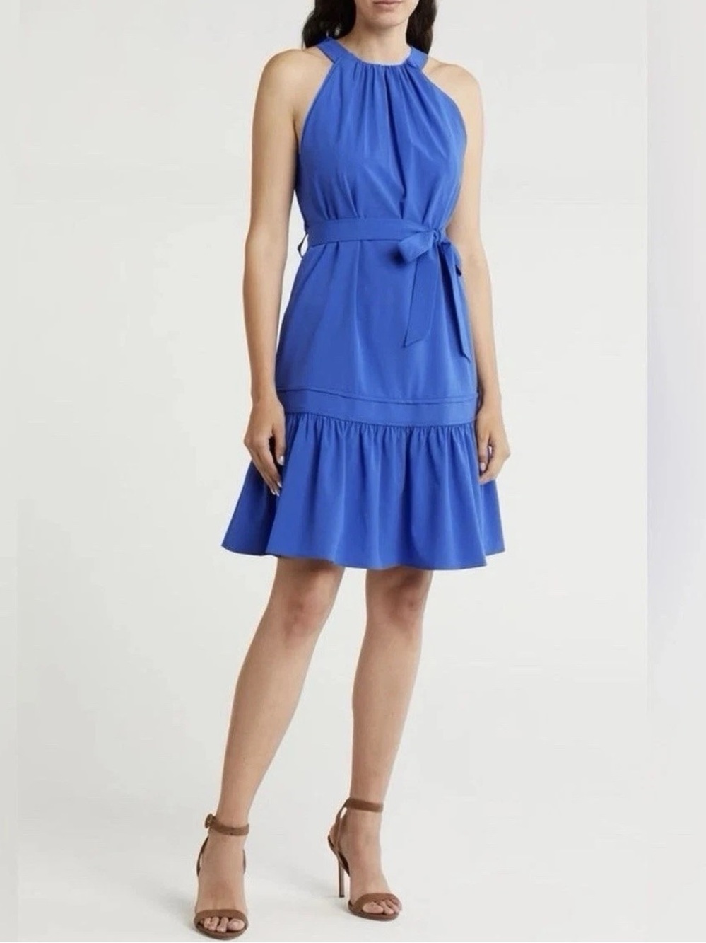 Calvin Klein Commuter Halter A-Line Dress Dazzling Blue Women’s Size 16